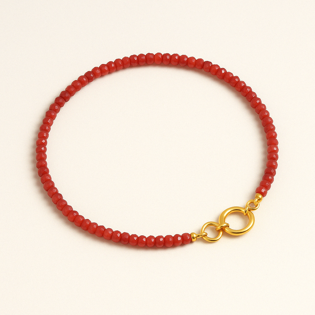 Faceted Labradorite Beaded Bracelet Red