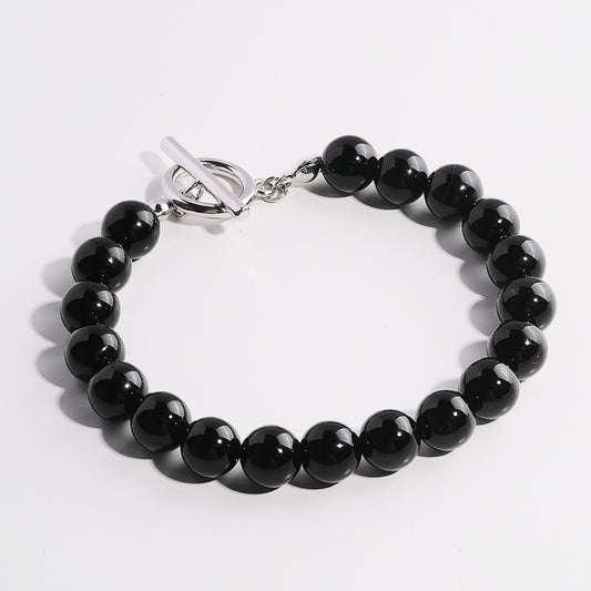 Black Agate Beaded Bracelet