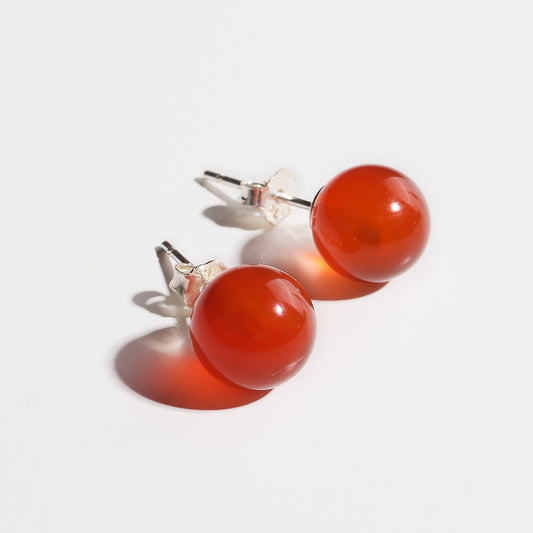 Red Agate Earrings (8mm)