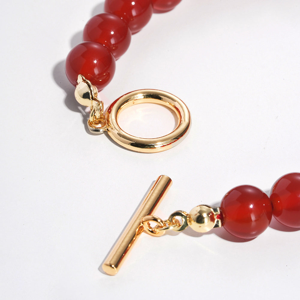 Red Agate Beaded Bracelet