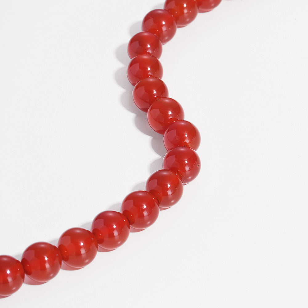 Red Agate Beaded Bracelet