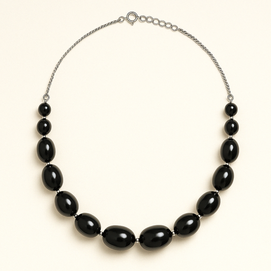 Freshwater Necklace with Silver Chain Black